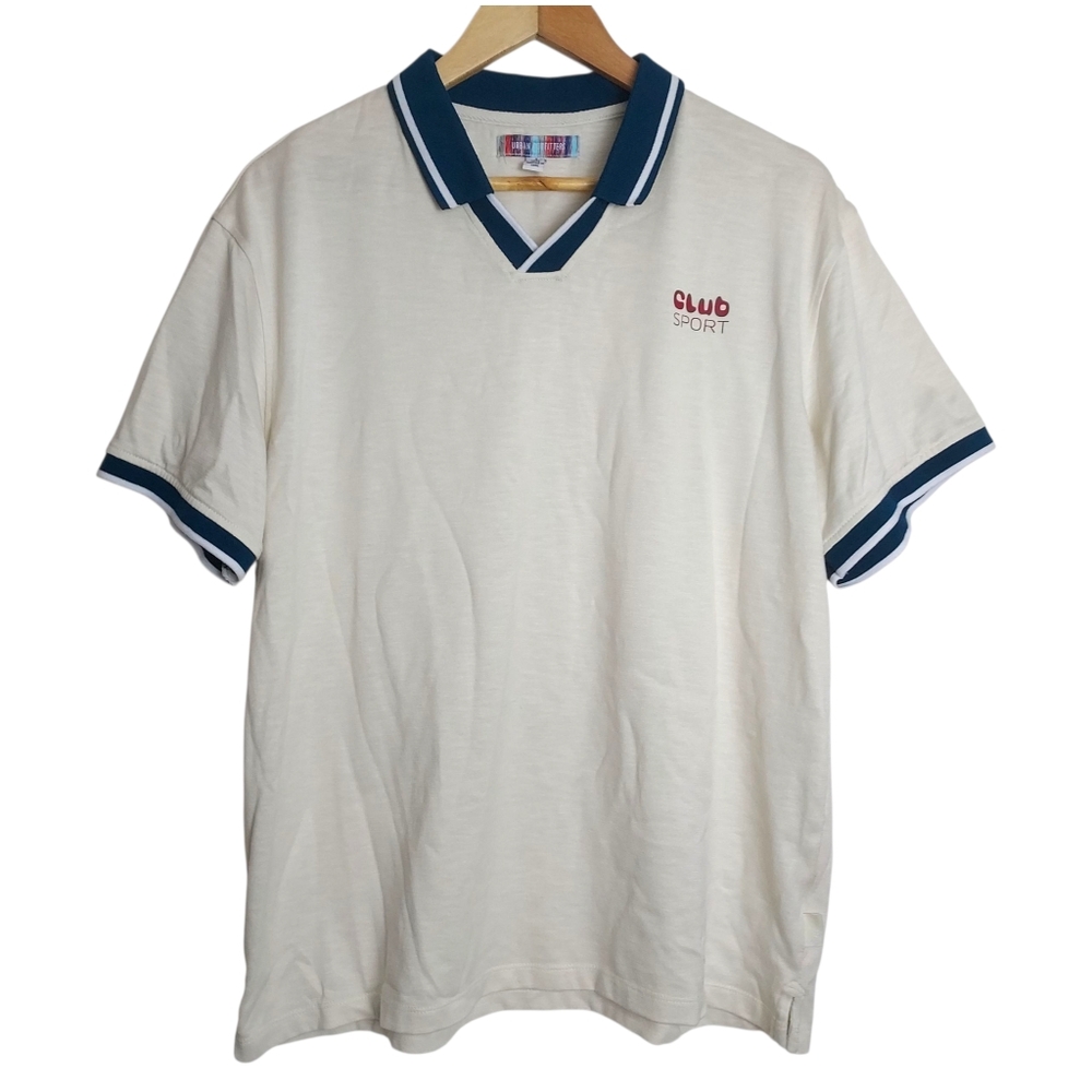 UO Reggie Soccer Jersey Tee Club Sport Polo Shirt Large Ivory
